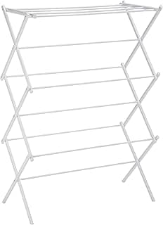 Amazon Basics Foldable Portable Laundry Rack for Air Drying Clothing, Indoor Outdoor Use - 14.5" D x 29.5" W x 41.8" H, White