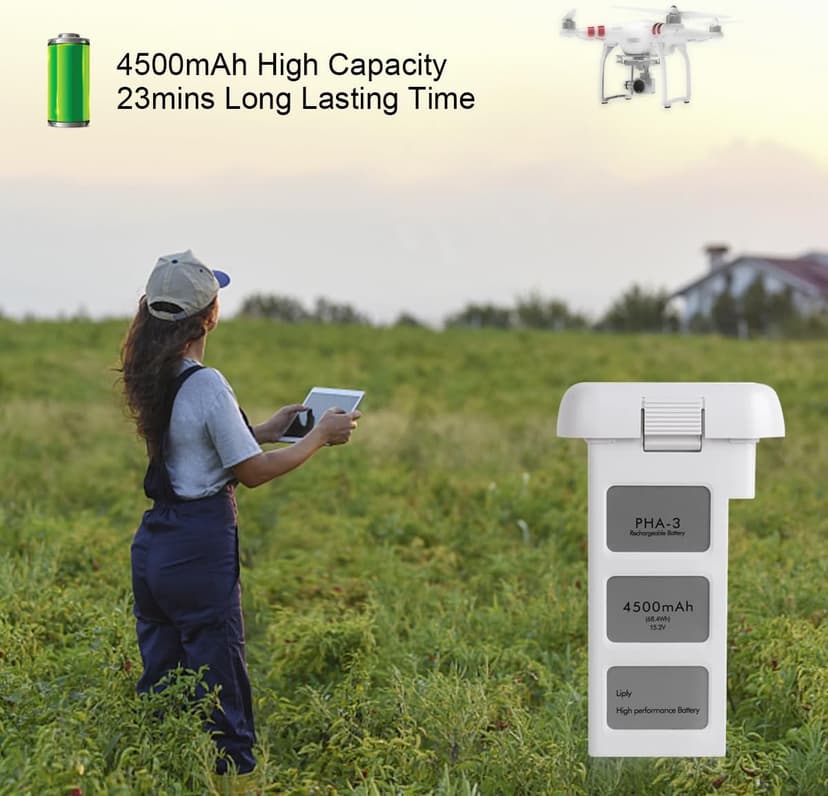 KUWATA Intelligent Flight Battery for DJI Phantom 3 Standard, Phantom 3 Professional, Phantom 3 Advanced, Phantom 3 SE, Phantom 3 4K, 4500mAh, Camera Drone Extended Battery