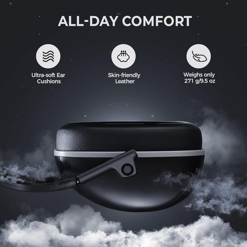 SNR 35dB Hearing Protection Ear Muff, Effective Ear Protection, Noise Cancelling Headphones for Adults Kids Mowing Autism, Adjustable Noise Cancelling Ear Muffs, Safety Earmuffs with Storage Bag