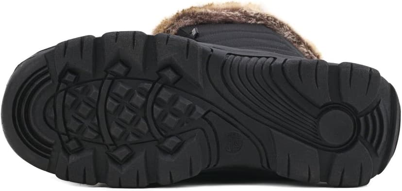 AUSLAND Women's Black Winter Snow Boots Twin Peaks Fur Cuff Mid-Calf Waterproof Lace Up Boots