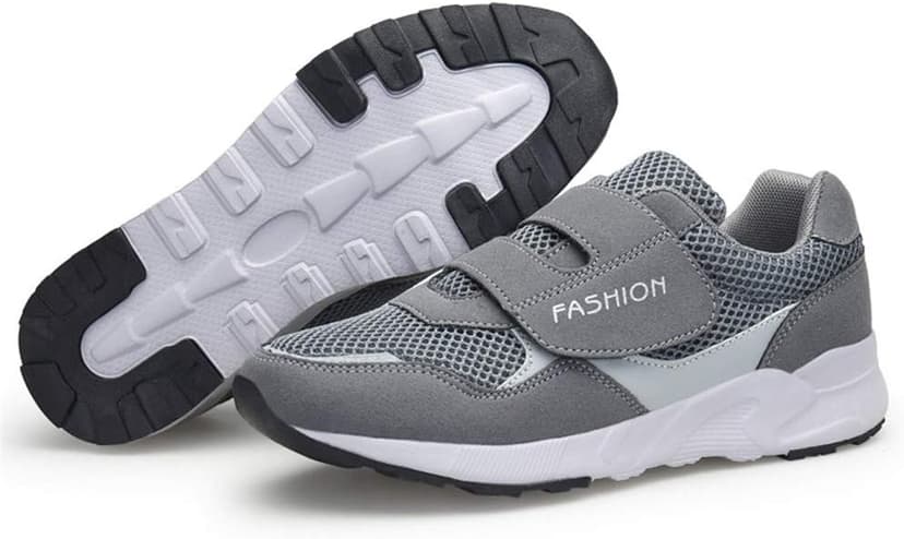 LEADER SHOW Women's Elderly Casual Comfort Walking Shoe Safety Flats Non-Slip Hook & Loop Sneakers