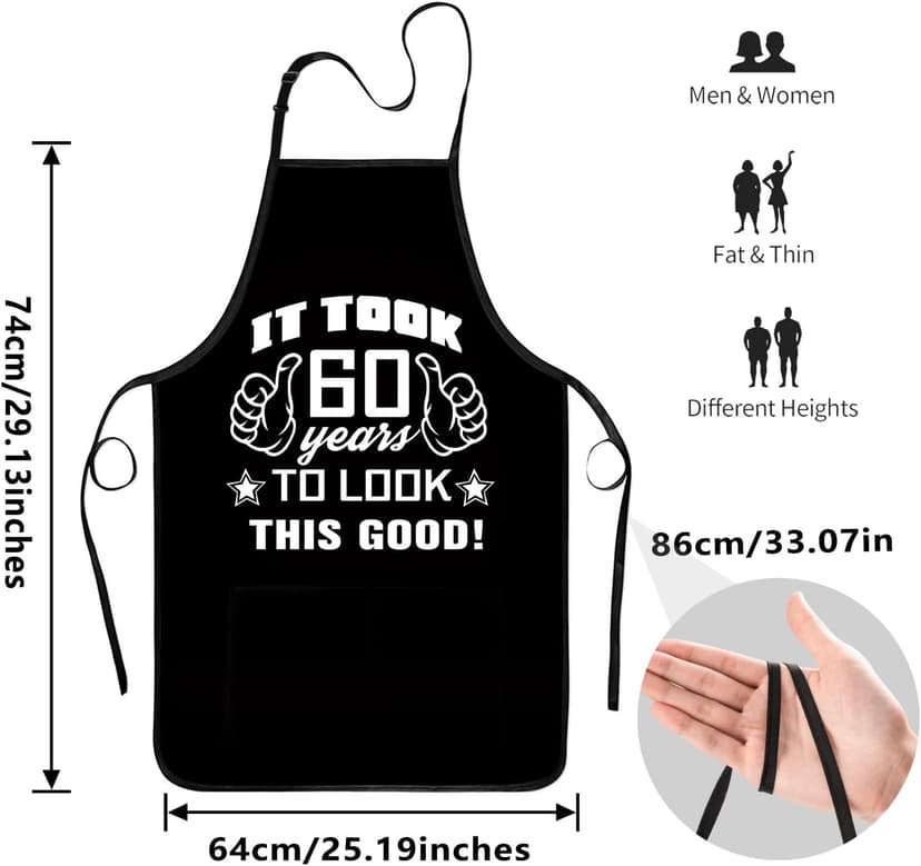 30th 50th 60th 70th Birthday Gifts for Men, Apron Gifts for Husband Wife Friends, Kitchen Chef Aprons with 2 Pockets