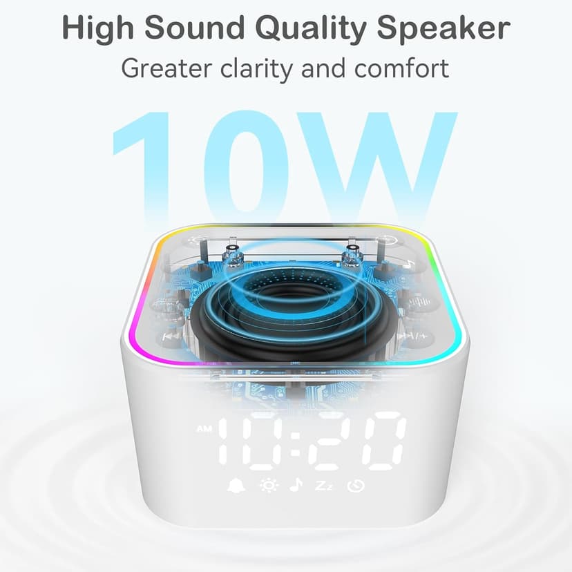 Wkzay White Noise Sound Machine: 30 Non-Looping Sleep Sound Therapy for Adults - Noise Canceling for Bedroom, Adjustable Night Light & Timer, Built-in Alarm Clock