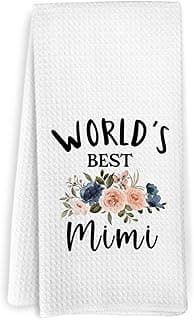 FXHANGD World's Best Mimi Kitchen Towels, Mimi Gifts from Grandkids，Mimi Dish Towels, Mothers Day Birthday Gifts for Mimi Grandma, Mimi Decorative Hand Tea Towels for Bathroom Kitchen, 16x24 Inches
