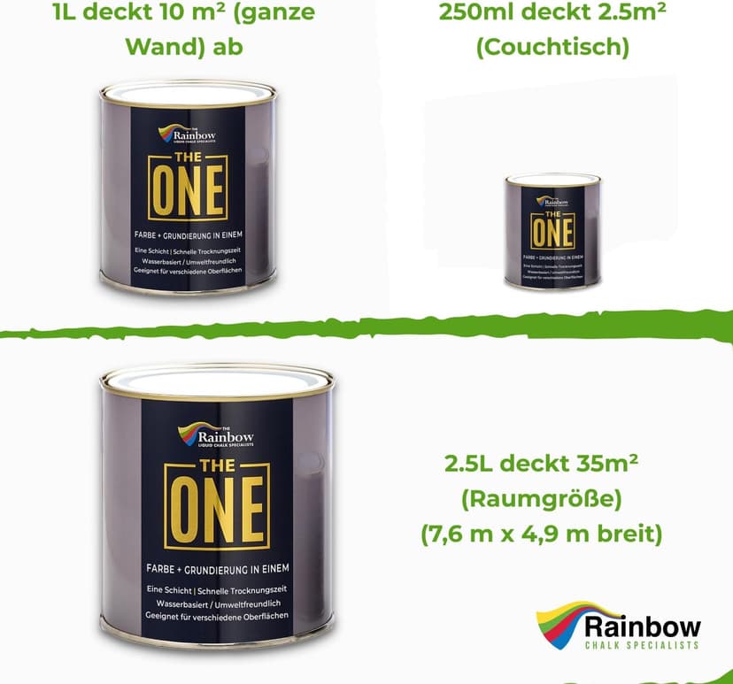 THE ONE All-In-One Paint & Primer - White Gloss, 84.5 Fl Oz/2.5 Liter | 1 Coat Formula | Easy Indoor & Outdoor Decorating for Home & Garden Walls, Floors & Furniture | Water-Based & Low VOC
