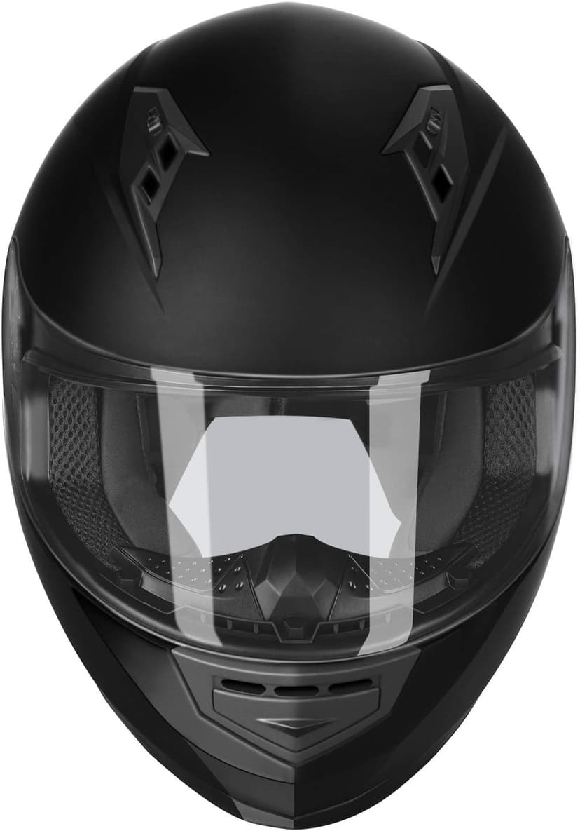 GLX GX11 Compact Motorcycle Helmet - Matte Black, Medium - Full Face w/ Tinted Visor, DOT Approved