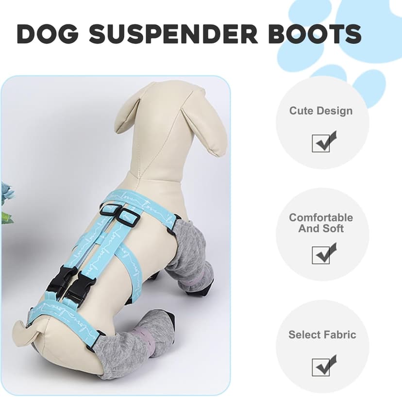 Dog Suspender Boots, Adjustable Suspender Boots for Dogs, Soft & Warm Dog, Dust-Proof for Winter, Outdoor Walking Shoes, Paw Protector for Small Medium Dogs