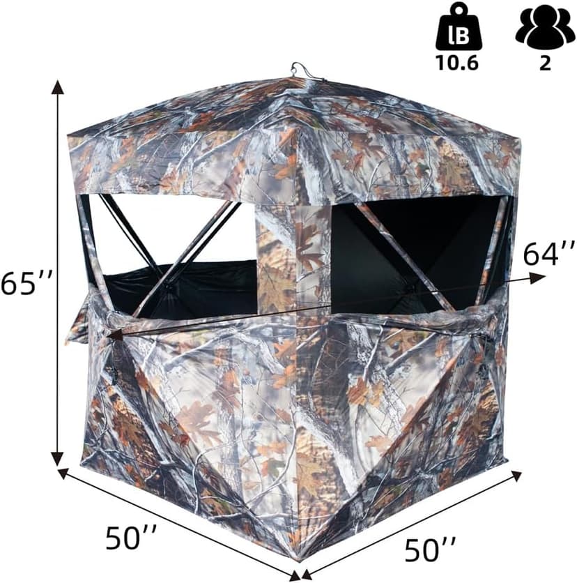 THUNDERBAY SPUR Collector 3 Person Hunting Blind, Portable Ground Blind with Silent Windows, Portable Durable Hunting Tent for Deer & Turkey Hunting