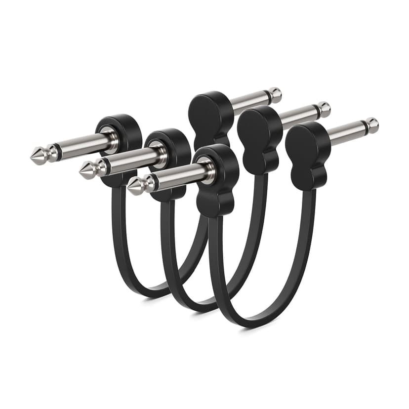 voltrish 3 Pack Guitar Patch Cables, Premium 5 Inch Right-Angle 1/4" TS Pedal Board Cable, Oxygen-Free Copper & Dual Shielding for Ultra Low Noise, Space Saving Flat Design Guitar Pedal Accessories