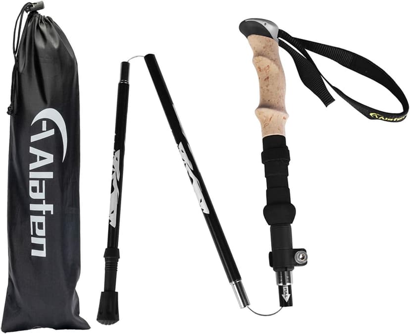 A ALAFEN Lightweight Collapsible Trekking Pole - 7075 Aluminum Adjustable Walking Stick for Hiking & Travel, Foldable Quick-Lock Design, Single Pole for Adults & Seniors