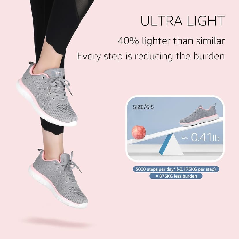 STQ Tennis Shoes Womens Sneakers Breathable Mesh Walking Shoes Arch Support Orthopedic Athletic Workout Gym Running Shoe for Travel Jogging Sports Cross Training