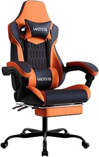 Gaming Chair with Footrest, High Back Gaming Chairs PVC Leather Ergonomic Gamer Chair with Adjustable Headrest Lumbar Support Racing Style Video Gaming Chair for Office/Home (Black Orange)