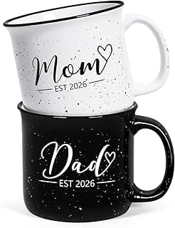 Maustic Mom and Dad Mugs, New Parents Gifts for Couples, New Mom and Dad Est 2026 Gifts for Expecting First Time Parents, 15 Oz