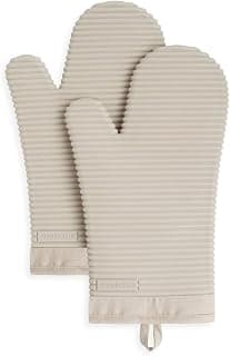 KITCHENAID Ribbed Soft Silicone Oven Mitt 2-Pack Set, 7.5"x13", Milkshake Tan B08J8GZXKZ