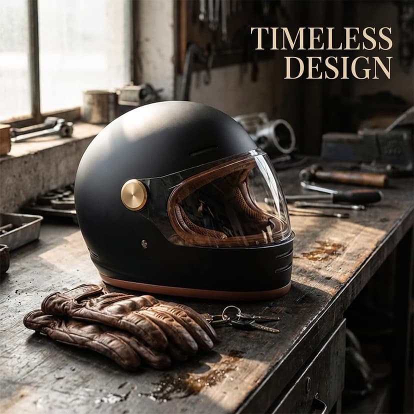 Retro Motorcycle Helmet for Adults?Vintage Full Face Helmet with Ventilation System, Waterproof Design for Motorcycle Riding