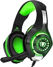 BlueFire Stereo Gaming Headset with Microphone for PS5 PS4 Xbox One Switch PC Mac – Wired Over-Ear Headphones with Surround Sound, Soft Memory Foam, Noise Canceling Mic, Light, 3.5mm Jack (Green)