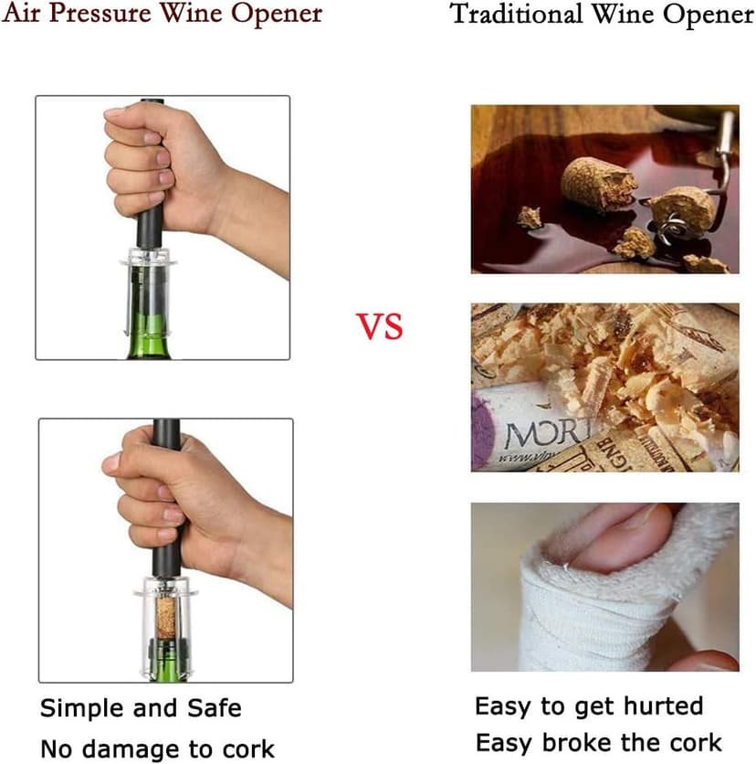 Air Pressure Wine Bottle Opener with Foil Cutter, Wine Aerator Pourer, 2 Vacuum Wine Stoppers, Storage Base (6 PCS), Corkscrew Wine Opener, The Best Wine gifts for Wine Lovers