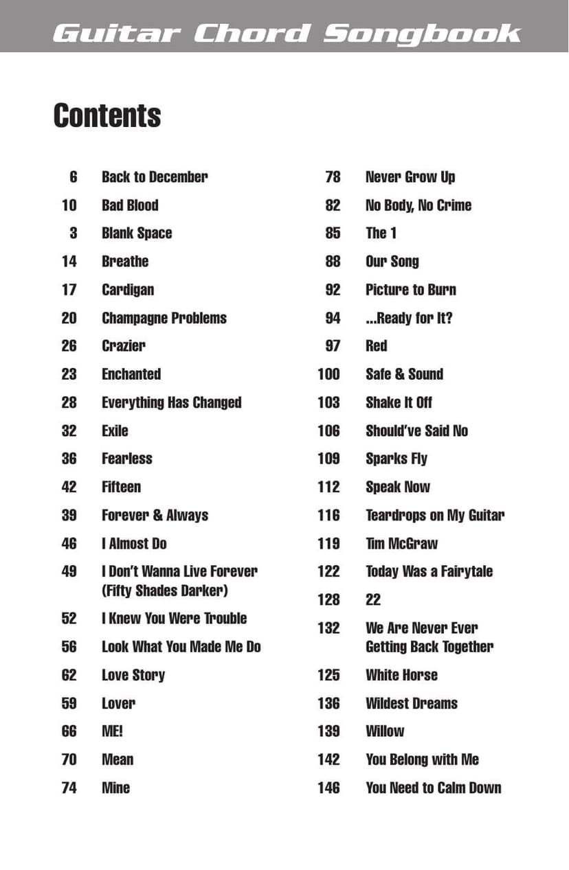 Taylor Swift Guitar Chord Songbook | 3rd Edition with 44 Songs, Lyrics and Chord Diagrams | Play Love Story, Shake It Off and You Belong with Me | Sheet Music for Guitarists