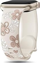 Witzon Floral Band Compatible with Apple Watch Bands For Women 40mm 41mm 38mm 42mm 44mm 45mm 46mm 49mm, Engraved Cute Flower Silicone Dressy Strap for iWatch Series 11 10 9 8 7 6 5 4 3 2 SE Ultra