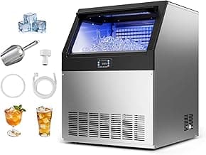 VEVOR Commercial Ice Maker Machine, 265 lbs/24h with 85 lbs Storage Capacity, Built-in/Freestanding/Under Counter, Stainless Steel Ice Maker with LED Display & Self-Cleaning, for Home Bar Restaurant