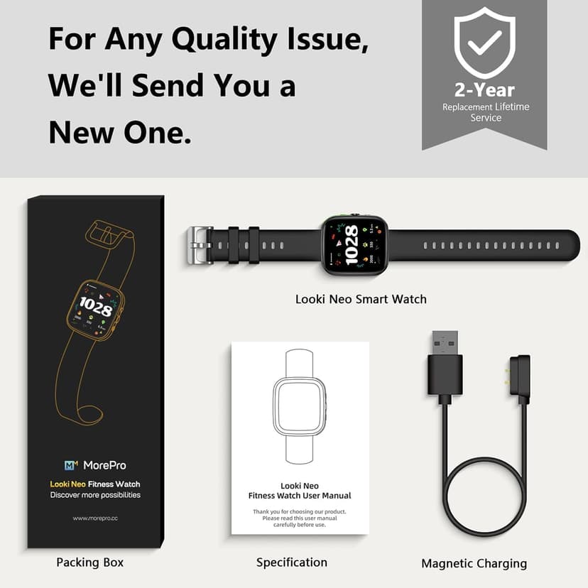 MorePro Fitness Tracker(Answer/Make Call), 1.83” Health Fitness Watch with Heart Rate, Blood Pressure,SpO2 and Sleep Monitor, 100+ Sports Modes, IP68 Waterproof Smart Watch for Men Women