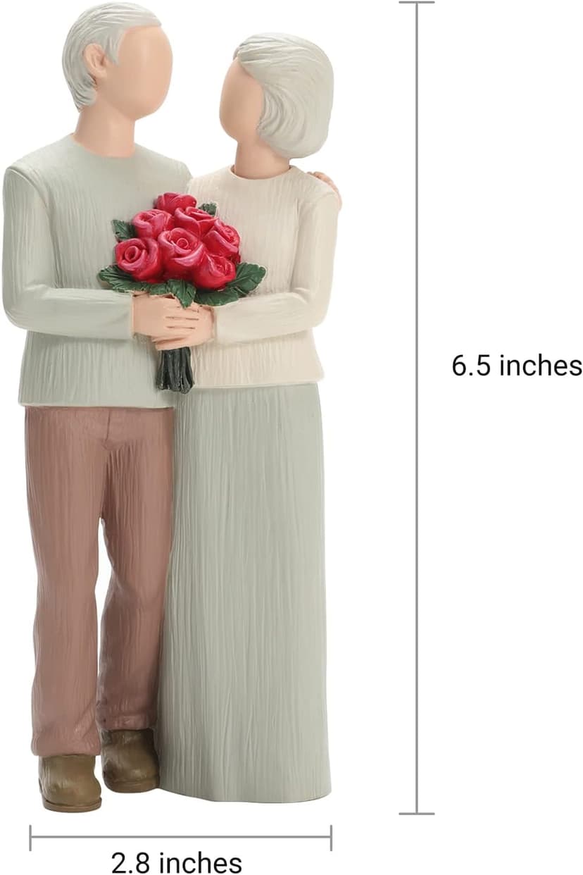 Loving Elderly Couple Figurines, Wedding Anniversary Statues for Home Decoration, Sculpted Hand-Painted Figures Gifts to Parents Grandparents