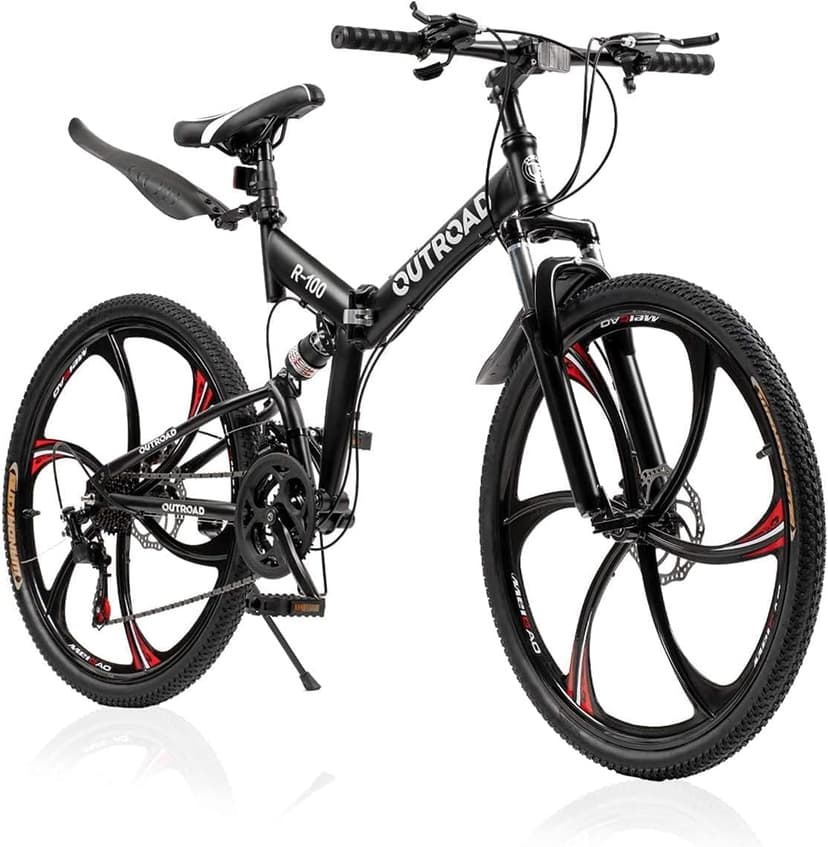 26 ich Folding Mountain Bike, 21 Speed High Carbon Steel Mountain Bike for Adults with 26 Inches Durable Tires, Front Suspension Folding Bicycle for Women and Man | 26 ich, High Carbon Steel, Durable Tires, Front Suspension, Folding Bicycle