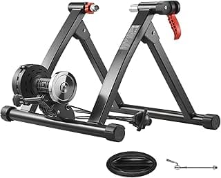 VEVOR Bike Trainer, 6 Level Resistance, 26-29 in & 700C Wheels, Foldable Magnetic Bicycle Stationary Stand for Indoor Exercise Riding with Quick Release Skewer & Front Wheel Riser Block for Road Bikes