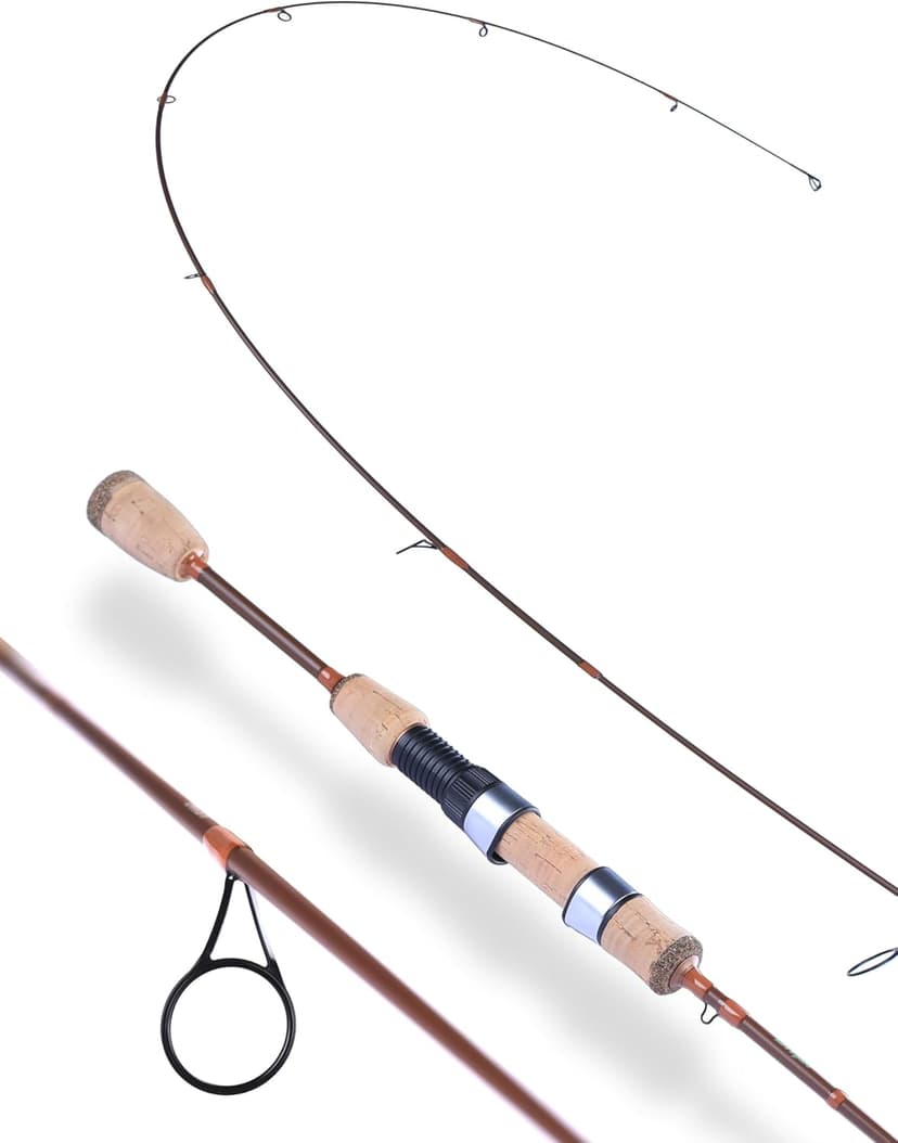 LITTMA Trout&PANFISH Ultralight Fishing Rod 2 PCS – Trout, Crappie, Panfish Micro Spinning Rods – Brown Carbon Fiber Blank, Cork Handle – for Beginners – 5’6”/6’/6’6”/7’
