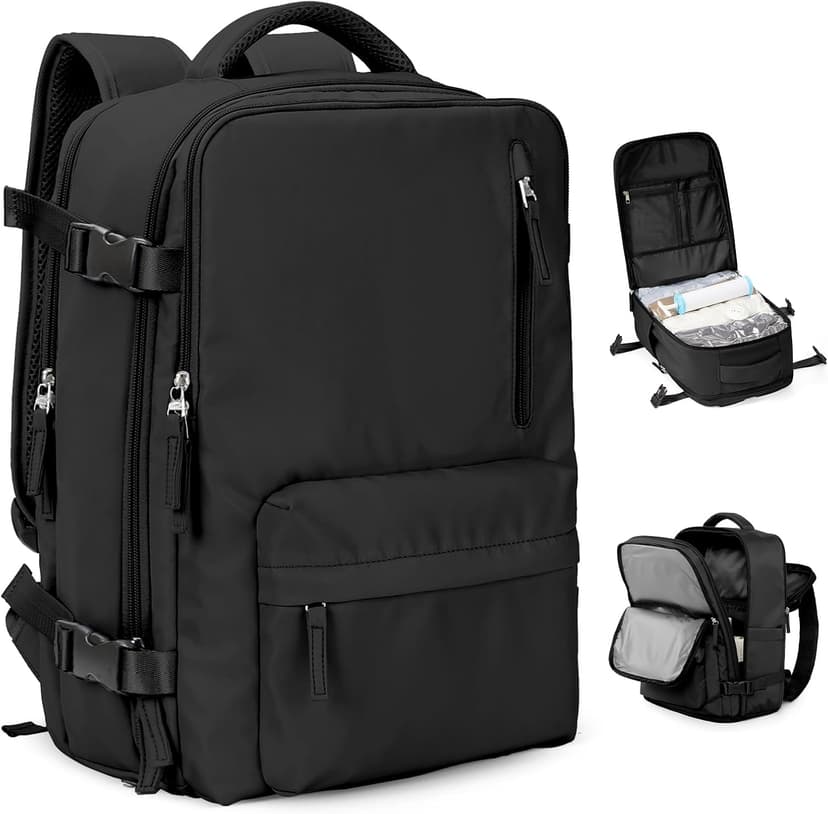 VGCUB Large Travel Backpack with Storage Compression Seal Bags for Clothing with Pump Vacuum System Carry on Personal Item Work Business Vacpack Laptop Backpack for Women Men Black