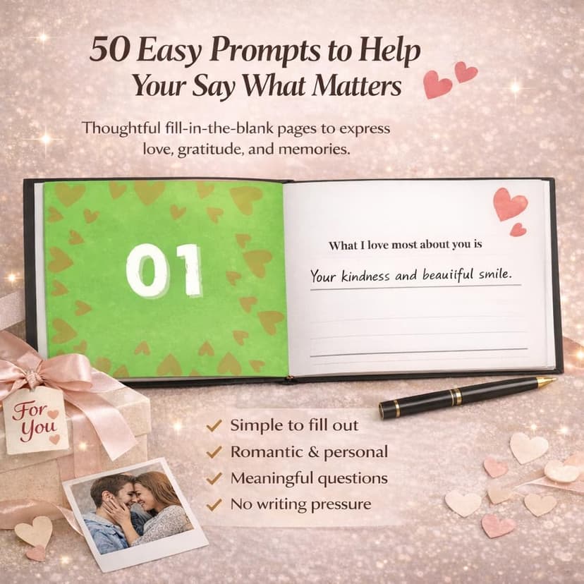 Husband, Girlfriend, Wife, Couples Gifts for Anniversary, Christmas & More - Valentine's Day Gift for Your Loved, 50 Prompt What I Love about You Book: Meaningful Gift for Boyfriend