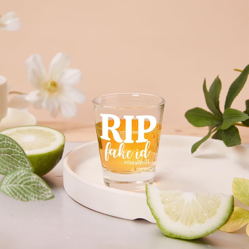 21st Birthday Gift for Her, Happy 21st Birthday Gift for Women, RIP FAKE ID Gift for 21 Year Old Girls Boys, Gift for 21 Year Old Woman, 2004 Happy Birthday Shot Glass, 2004 Birthday Party Decoration