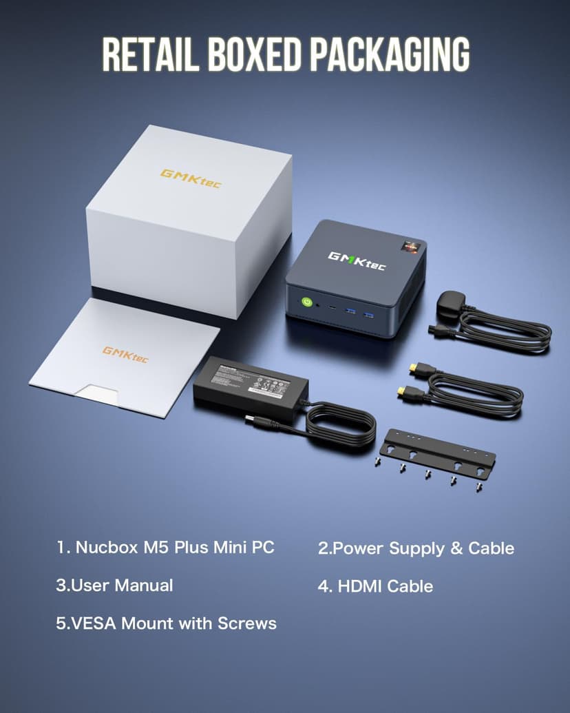 GMKtec M5 Plus Gaming Mini PC Ryzen 7 5825U (Upgraded 7430U), 32GB RAM 1TB SSD Dual NIC LAN 2.5GbE Desktop Computers Office Home, Triple 4K Display, WiFi 6E, USB3.2, USB-C, BT 5.2, DP, HDMI