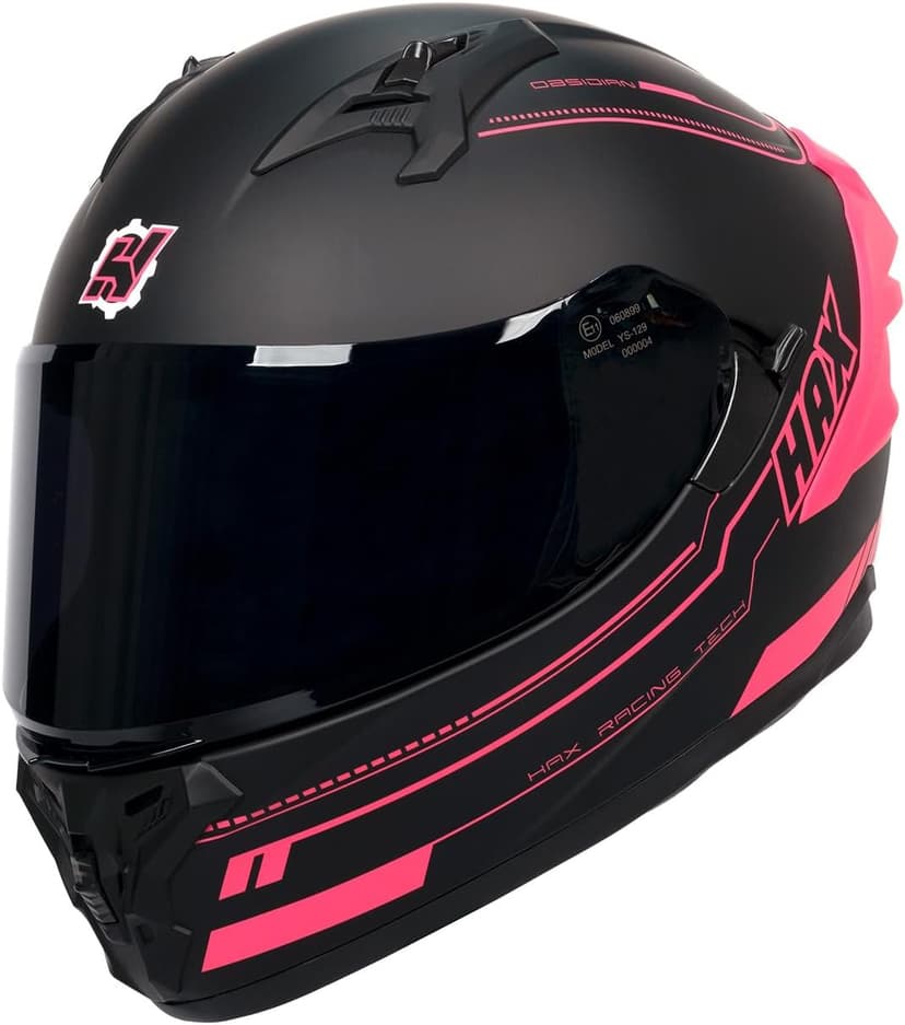HAX Obsidian Pro Full Face Dual Visor Adult Motorcycle Helmet for Motorbike Street Bike with Pinlock Ready DOT Approved
