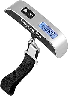 travel inspira Digital Luggage Scale – Portable Hanging Suitcase Weight Scale for Travel, 110 lb Capacity, Backlit LCD Display, Prevents Airport Overweight Fees, Battery Included B07QFTGGYF