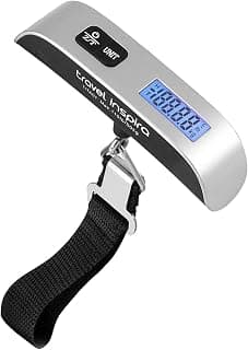 travel inspira Digital Luggage Scale – Portable Hanging Suitcase Weight Scale for Travel, 110 lb Capacity, Backlit LCD Display, Prevents Airport Overweight Fees, Battery Included B07QFTGGYF