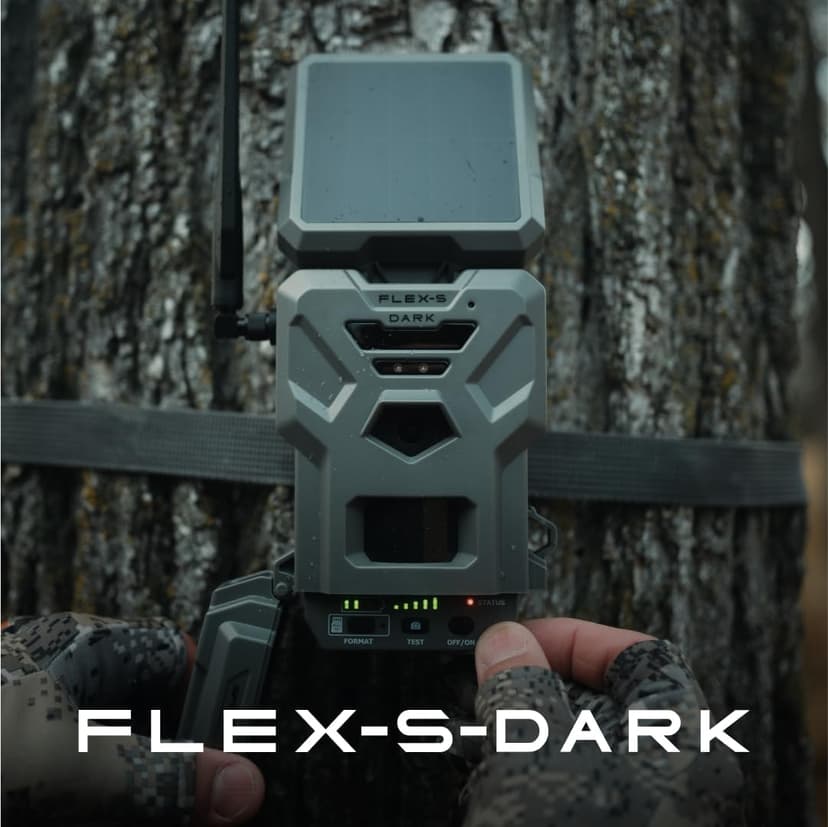 SPYPOINT Flex-S-Dark Ultimate Pack with SD Card + LIT-22 - Solar Cellular Trail Camera – Built-in Solar Panel, 40MP Photos, 1080p Videos + Sound, No-Glow Game Camera, Night Vision, Trail Cam
