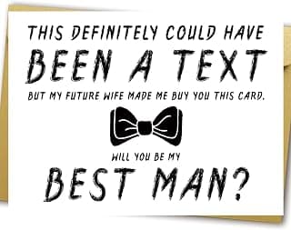Blank Inside,8 x 5.3 Inches, Recycled 300gsm Linen Cardstock, Sturdy Envelope,Wedding Invitation Card for Groomsman YiKaLus Will You Be My Best Man Card,Best Man Proposal Card for Groomsman B0C98Y945W
