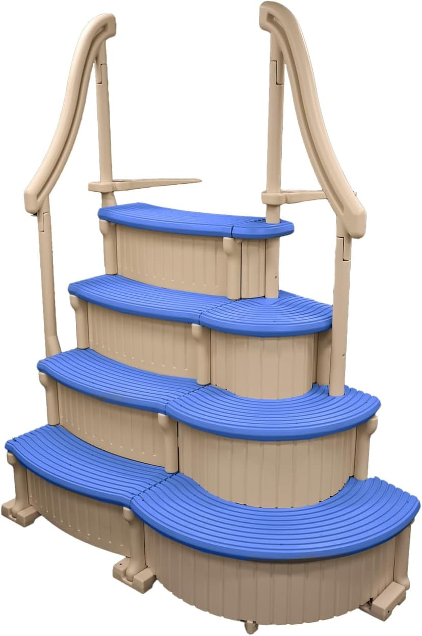 Confer Plastics Curve CCX-AG Drop in Above Ground Pool Step with Blue Treads - Base Step with Add-On