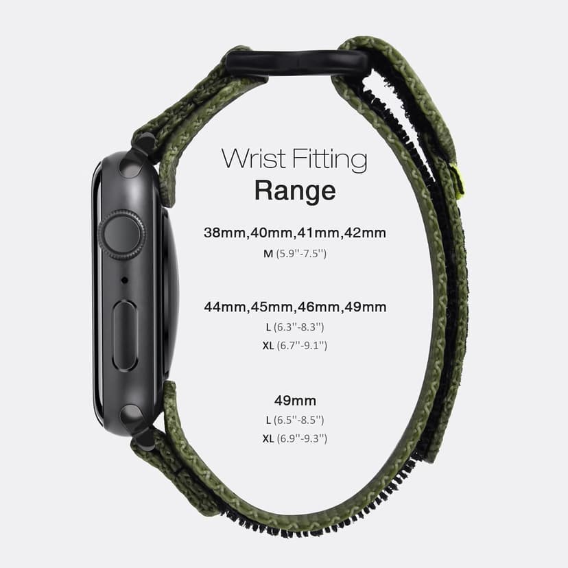 Nereides Compatible with Apple Watch Series 11 Band Series 10/9/8/7/6/5/4/SE/SE2/SE3/Ultra 3/2/1, Nylon Sports Strap with Woven Design for 49mm/46mm/45mm/44mm (L, Army Green)