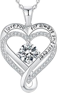 Jewelry for Women Wife Infinity Heart Birthstone I Love You Necklace S925 Anniversary Women Necklaces for Her Wife Birthday Gift Ideas, Birthday Present for Girlfriend Mom Daughter Sterling Silver B09XCK5XP1