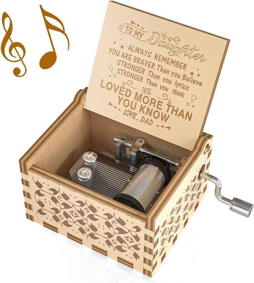 Ucuber You are My Sunshine Music Box, Gift for Daughter from Dad, Wood Laser Engraved Vintage Cute Boxes, Best Gift Birthday/Valentine's Day/Wedding Day (Dad to Daughter)