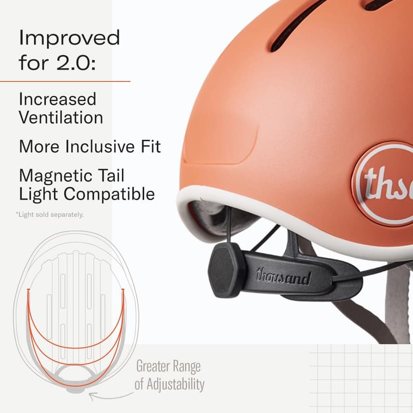 Thousand Heritage 2.0 Adult Bike Helmet; The Original Low Profile Retro Commuter Cycling Helmet Safety Certified for Bicycle Skateboard Skating Roller Skates; for Men & Women