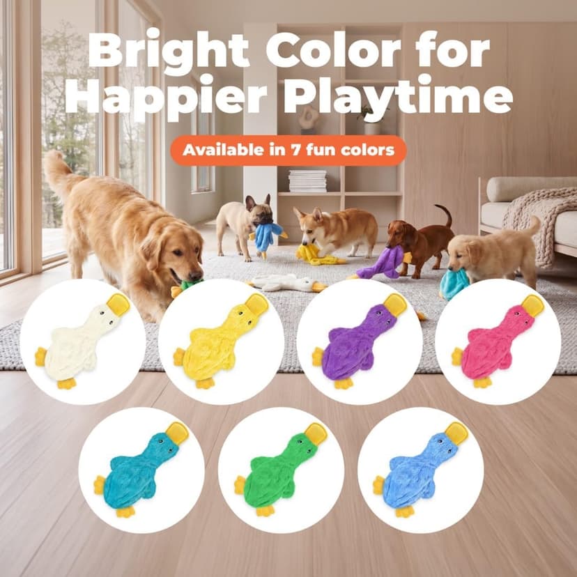 Stuffing Free Body, Soft, Squeaks & Crinkles, No Mess, Perfect for Moderate Chewers, Toss and Fetch Play Best Pet Supplies Interactive Squeaky Dog Toy - Crinkle Duck, Blue B09BBL8T4Z