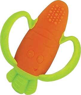 Infantino Lil’ Nibbles Textured Silicone Teether, BPA-Free Baby Teething Toy, Soft, Easy to Hold, Sensory Stimulation for Infants, Carrot