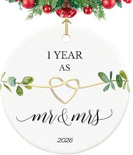 First Wedding Anniversary Gifts,1 Year Anniversary Paper Gifts for Couple,Her,Him,1 Year Anniversary Christmas Ornament First Anniversary Ornament, Gifts for 1st Anniversary Ornament 2026 B0C32PNWN6