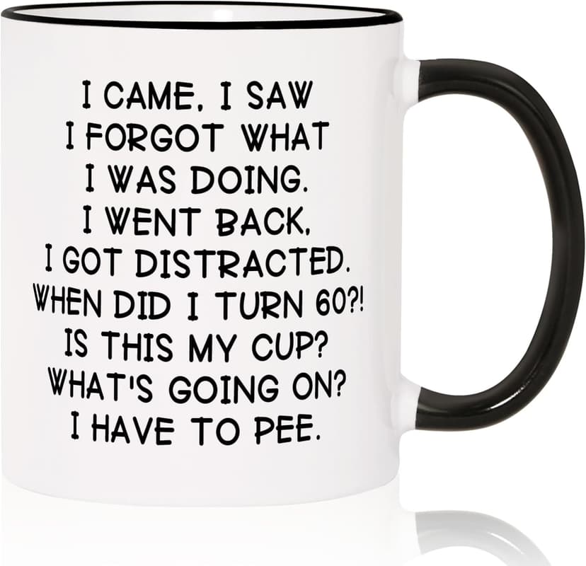 Shqiueos Funny 60th Birthday Gifts for Women Men Mug 11oz, Gag 60 Year Old Birthday Gifts for Her Him, 60th Bday Gift Idea for Mom Dad Sister Best Friends, 1965 Birthday Decorations Coffee Cup