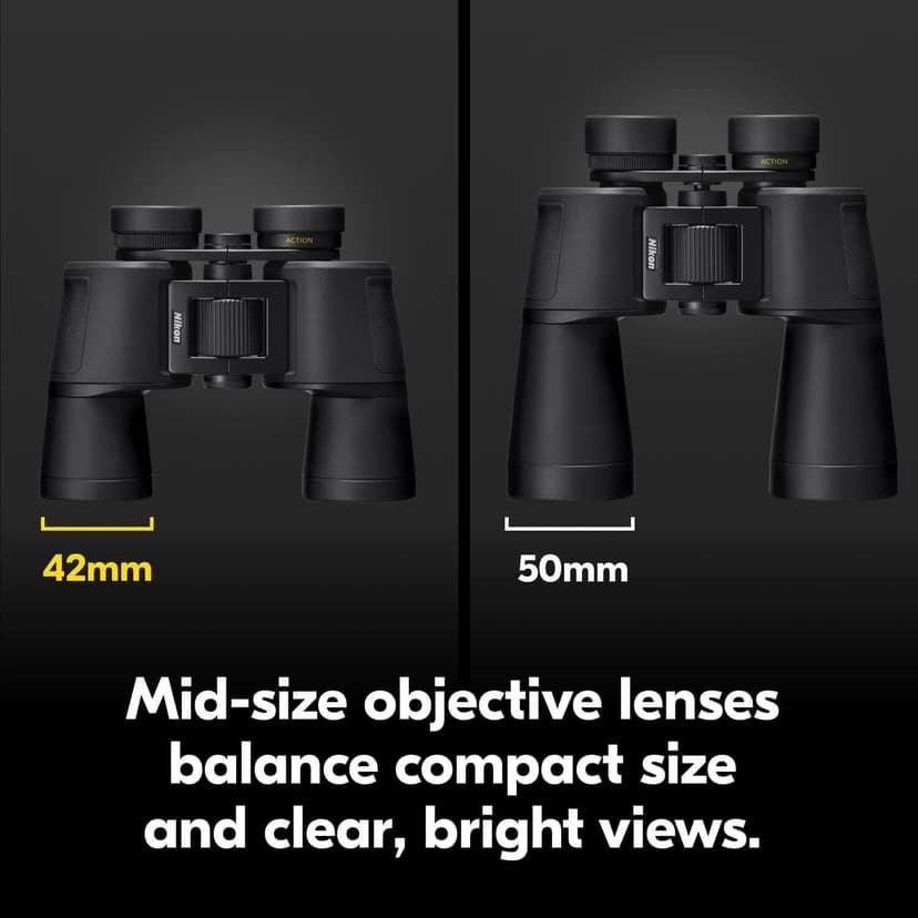 Nikon Action 8x42 Binocular | Multilayer-Coated Nikon Optics, Bright, Wide View, 8X Power, Turn-and-Slide Adjustable eyecups and Tripod-Ready Porro-Prism Design