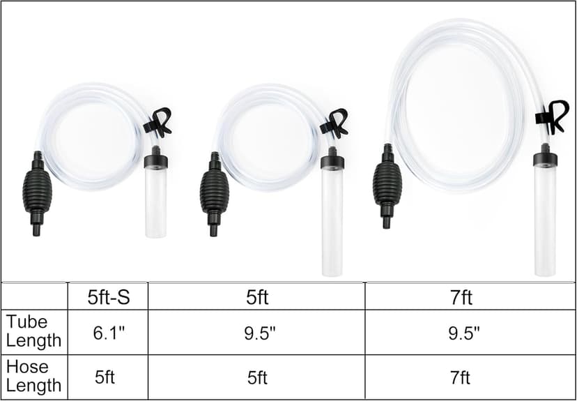 5ft-S Aquarium Siphon Vacuum Cleaner for Fish Tank Cleaning Gravel & Sand