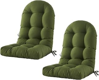 BLISSWALK Outdoor Adirondack Chair Cushions, Set of 2 Solid,Tufted Thick Seat & Round High Back Wicker Chair Cushions for Patio Furniture,48"x21"x4",Invisible Green